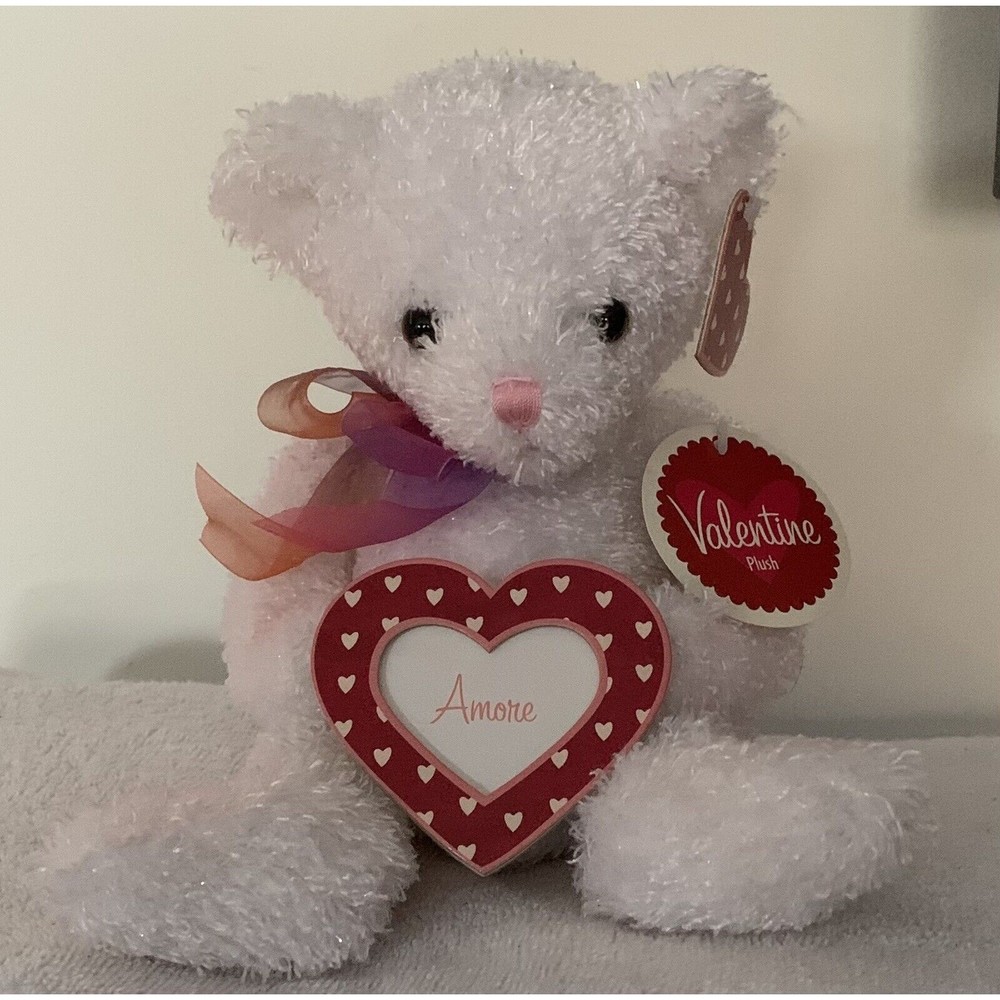 Valentine’s Day Teddy Bear 2001 Commonwealth TARGET Soft White Plush 13" TAGS